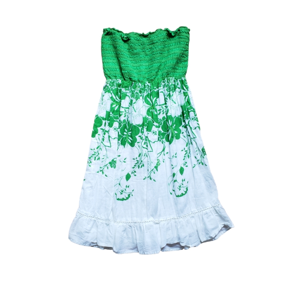 Strapless smocked bodice dress